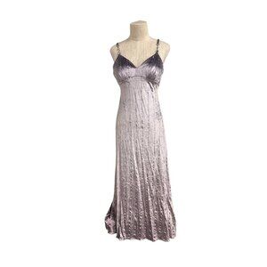 Vintage Alfred Angelo Mauve Metallic Formal Prom Dress 7/8 Spaghetti Strap Empir